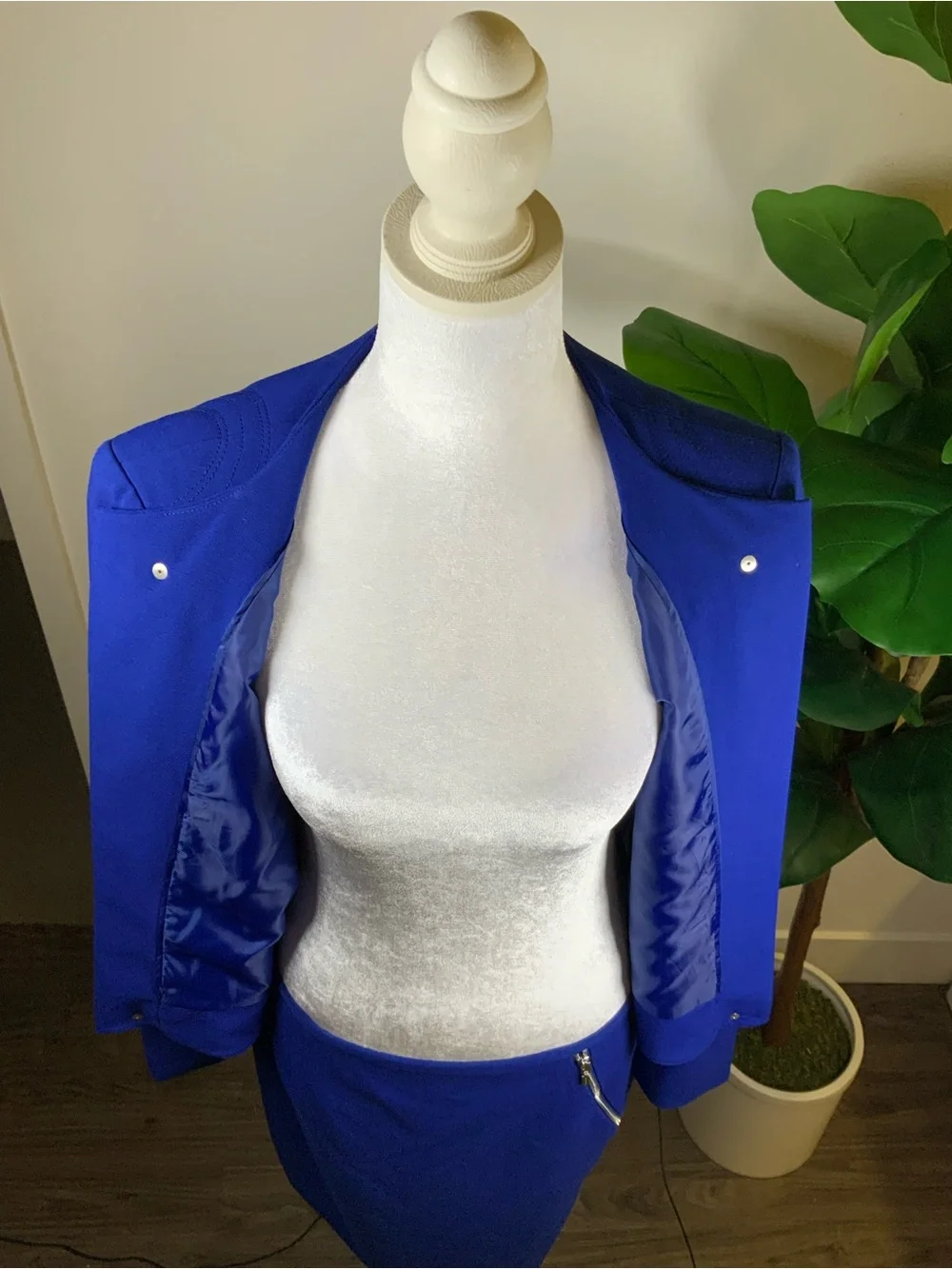 Calvin Klein Cobalt Blue Zip-Front Jacket & Skirt Set